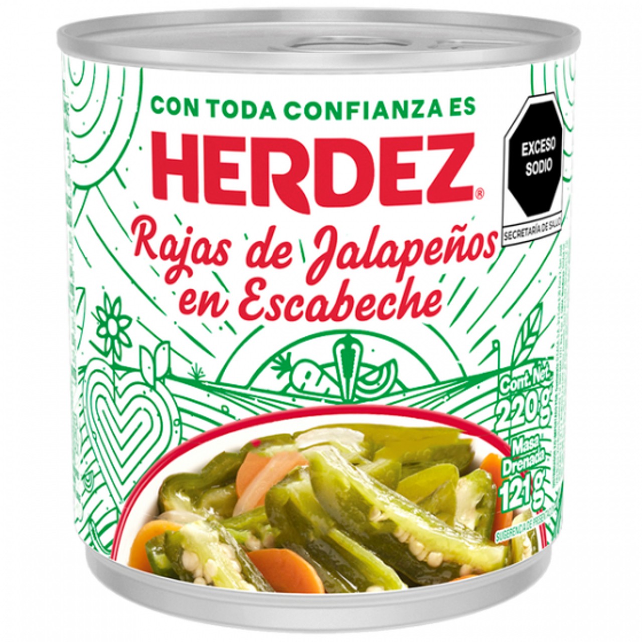 Herdez Rajas de Jalapeño en lata de 220g