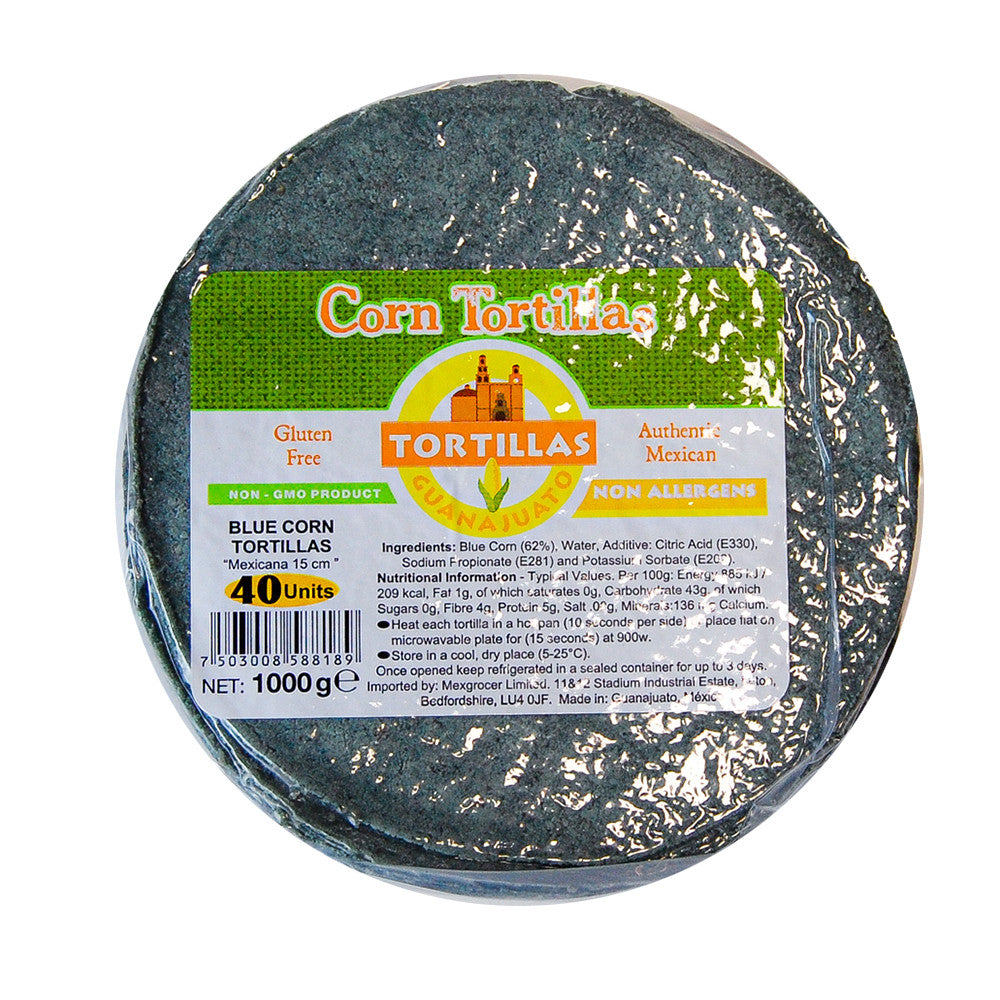 Tortillas de maíz azul de 15 cm en paquete de kilo 1 kg