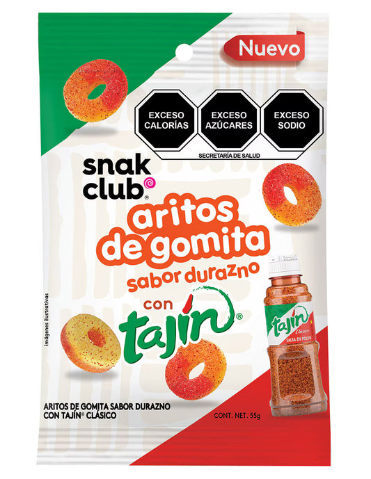 Tajín Snak Club aros de durazno enchiladas de 57 g