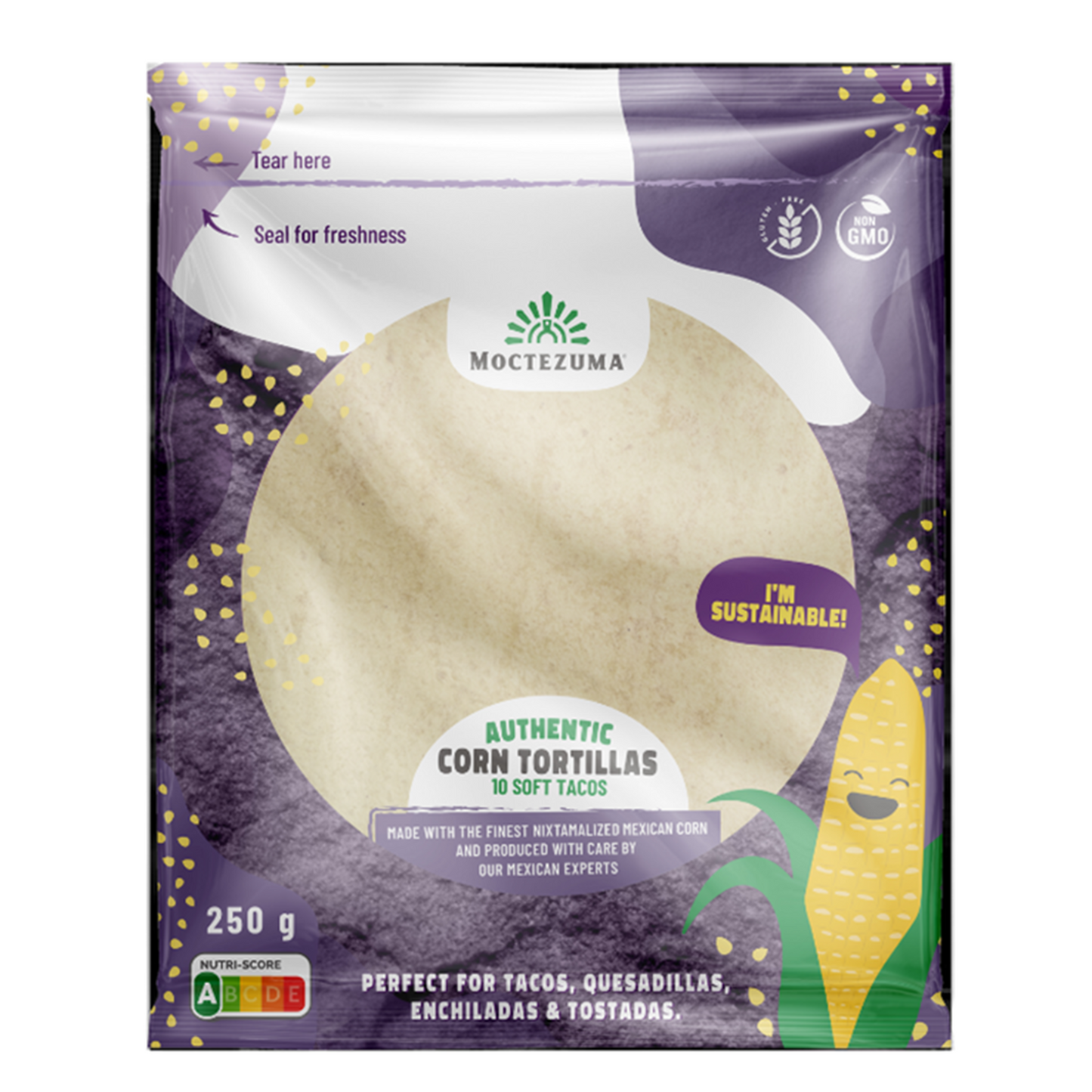 Tortillas Moctezuma de maíz de 15 cm en paquete de cuartito 250 g