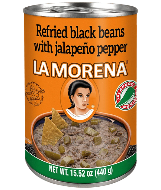 La Morena Refried black beans with jalapeño 440 g