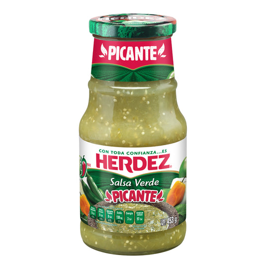 Herdez Salsa verde picante en vidrio de 453 g 